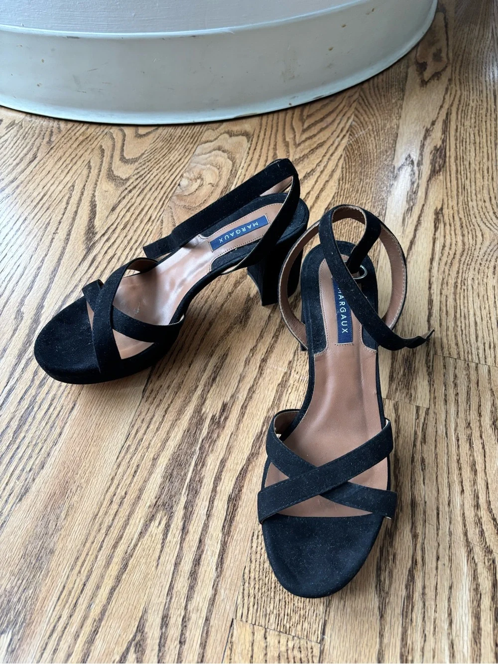 Margaux Paloma Black Suede Platform Block-Heel Sandals